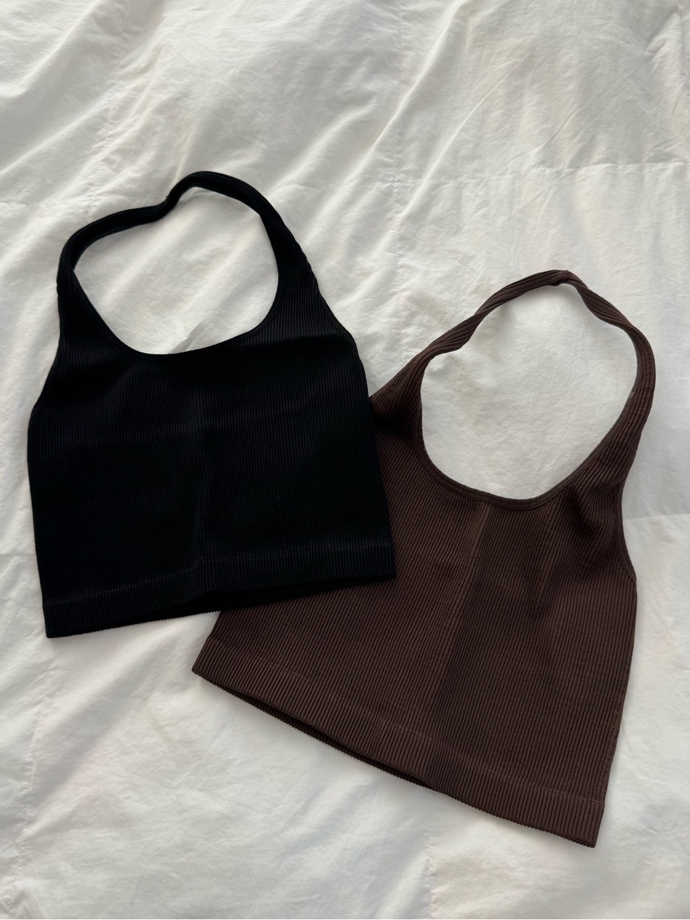 Ribbed Scoop Neck Crop Tank Top bundle - Black and Brown